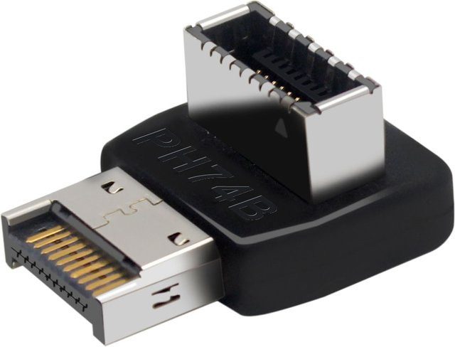T.F.SKYWINDINTL USB 3.1 Typ E auf USB-C Adapter, 90-Grad-Konverter für Desktop-Computer-Motherboard, Schwarz - Bild 1