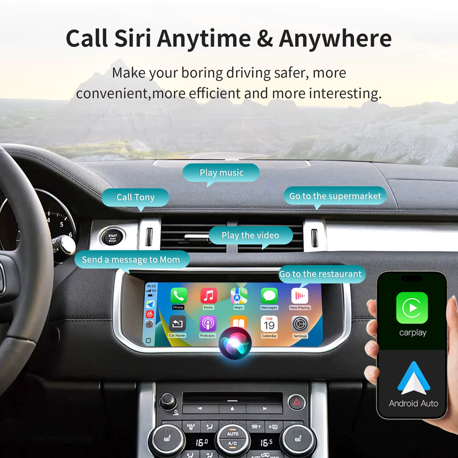 Kabelloses CarPlay und Android Auto Interface für Jaguar XF XJL XE E-PACE F-TYPE sowie Land Rover Discovery 5 Evoque 2016-2018 mit 8 Zoll Display und AirPlay Mirror Link von REEIIO - Bild 2