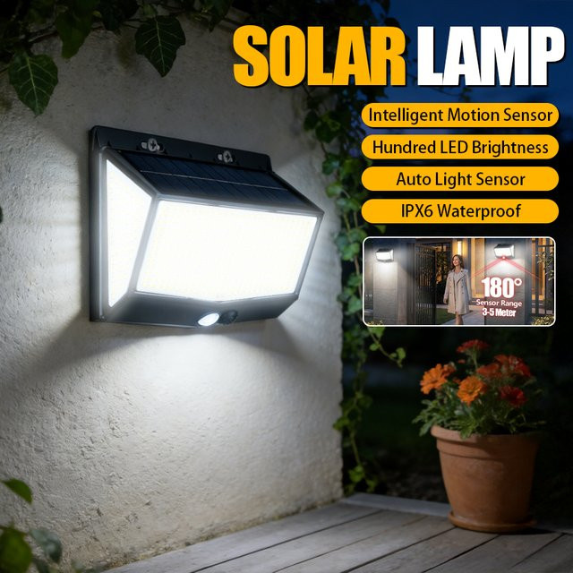 XIWANGFIRE LED Solar-PIR-Bewegungsmelder Wandleuchte in Schwarz mit 3 Modi, IP65 wasserdichte Sicherheitslampe mit Dämmerungssensor für Garten und Hof - Bild 1