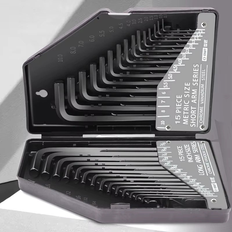 30-teiliges Inbusschlüssel-Set aus Chrom-Vanadium-Stahl in Silber mit metrischen und SAE Imperial L-Schlüsseln in langer und kurzer Ausführung für Fahrrad und Auto-Reparaturen - Bild 5