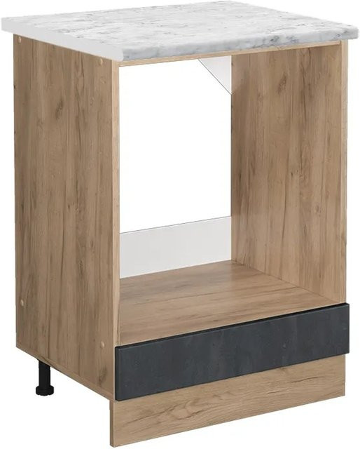 Vicco Herdumbauschrank R-Line in Schwarz, Beton und Goldkraft Eiche mit Marmor-Optik, Breite: 60 cm - Bild 1