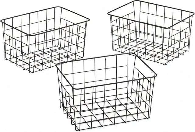 Relaxdays Drahtkorb 3er Set aus Metall in Schwarz, B/T/H: 15,5 x 28 x 20 cm - Bild 1