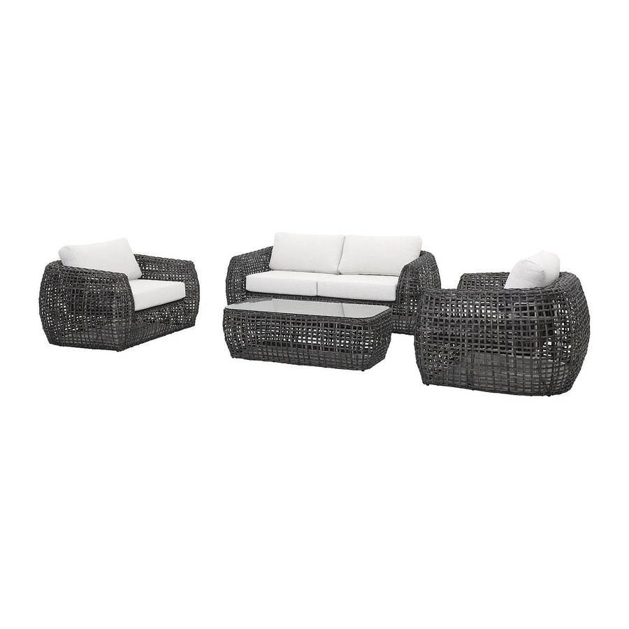 Gartensitzgruppe MYLIA aus Polyrattan in Anthrazitgrau mit 2-Sitzer-Gartensofa, 2 Sesseln, Couchtisch und Polsterkissen, Breite: 123 cm, Tiefe: 198 cm - Bild 2