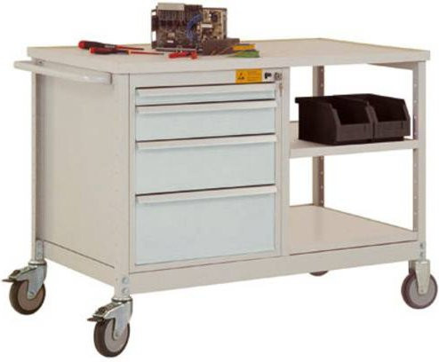 Manuflex LW1002.7035 Werkbank Mobil aus Stahl in Lichtgrau, B/T/H: 113,5 x 78,0 x 59,0 cm - Bild 1