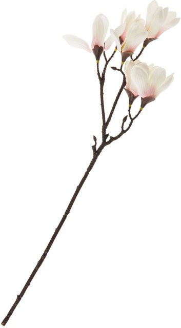 Künstlicher Magnolien-Pick mit 6 weißen Blüten aus Kunststoff und Polyester - Bild 1