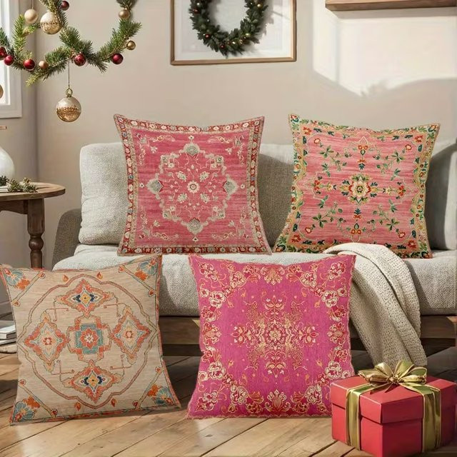 VIKAMA Bohemian Floral Kissenbezug, quadratisch, Mehrfarbig, B/H: 30 x 30 cm - Bild 1