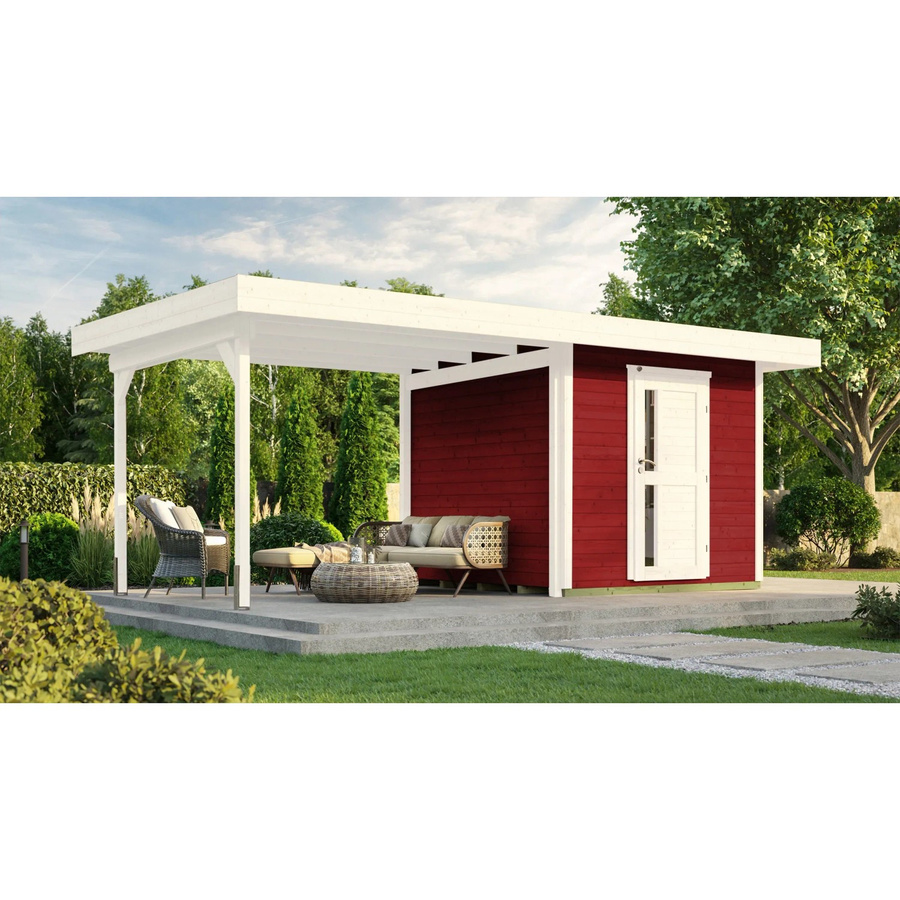 WEKA Designhaus 172 Gartenhaus aus Holz mit Flachdach in Schwedenrot, B/H/T: 575 x 226 x 375 cm - Bild 2