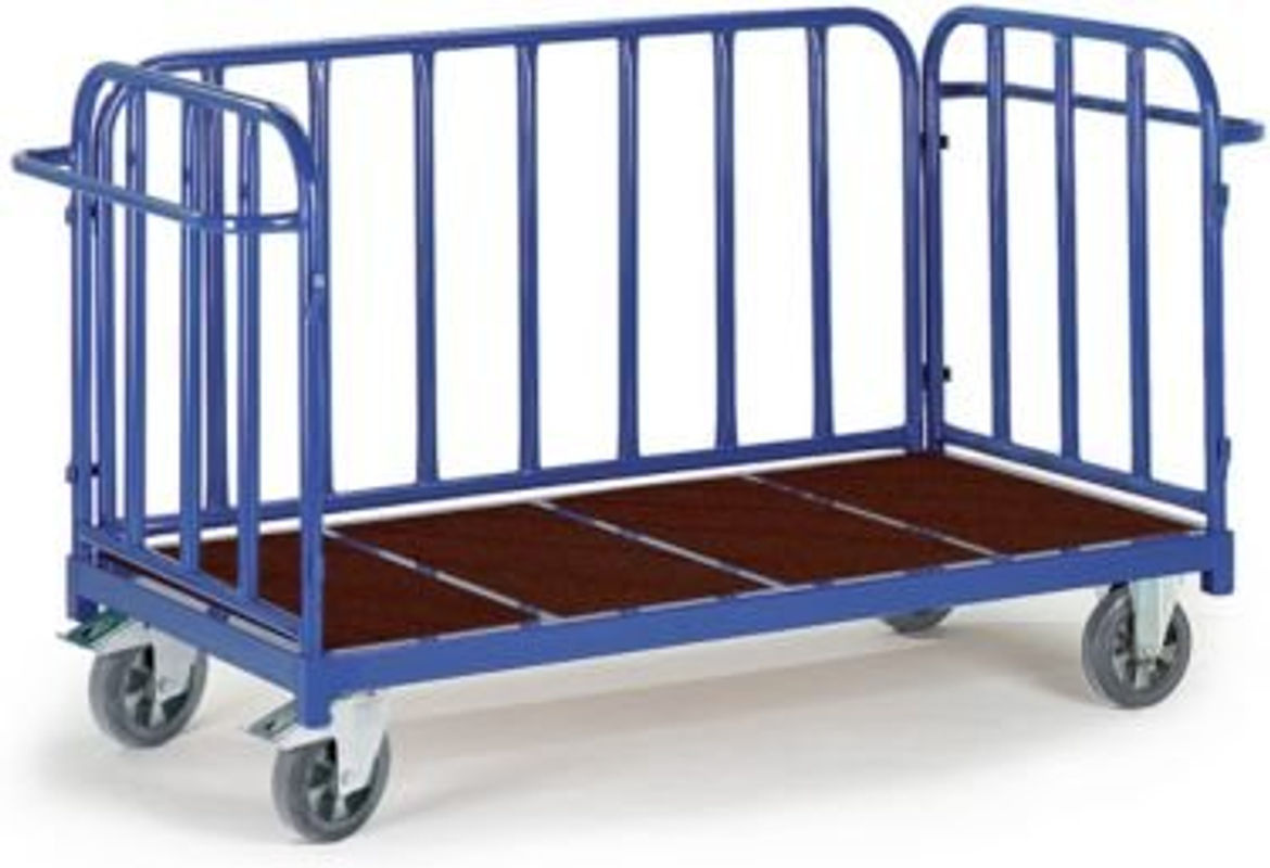 Rollcart Transportsysteme Dreiwandwagen aus Stahl in Blau, B: 160 cm, T: 84 cm, H: 88 cm, Tragkraft 1.200 kg - Bild 2