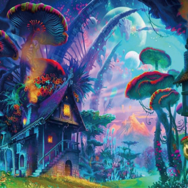 MaxRenard Pilz Baumhaus Landschaftsgemälde Puzzle, 1000 Teile - Bild 1