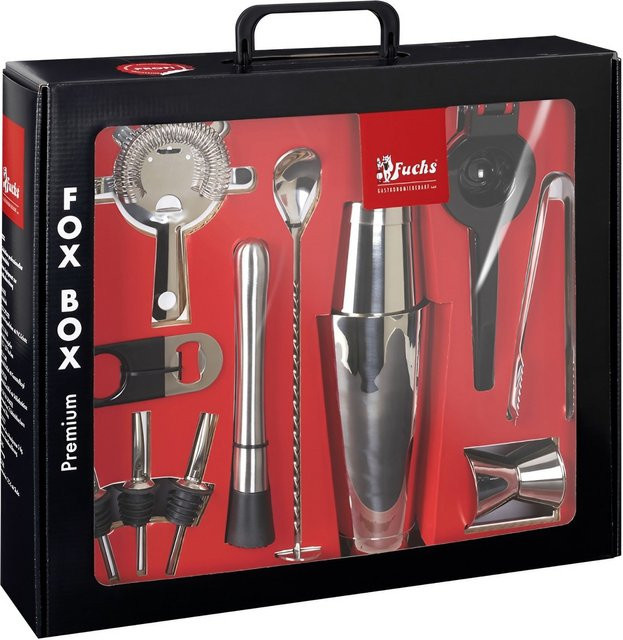 Cocktail-Set Fox Box von ich-zapfe, 12-teilig, Edelstahl in Silber mit Shaker - Bild 1