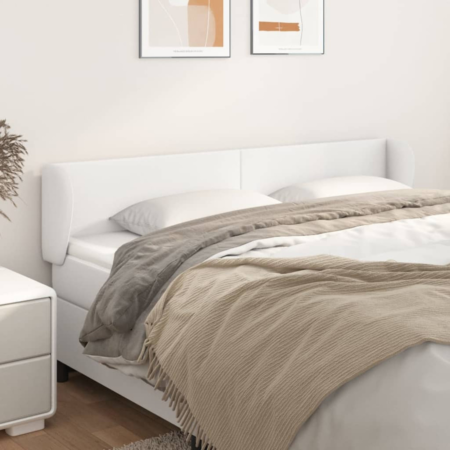 vidaXL Kopfteil mit Ohren in Weiß aus Kunstleder B/T/H: 183 x 23 x 78/88 cm - Bild 2