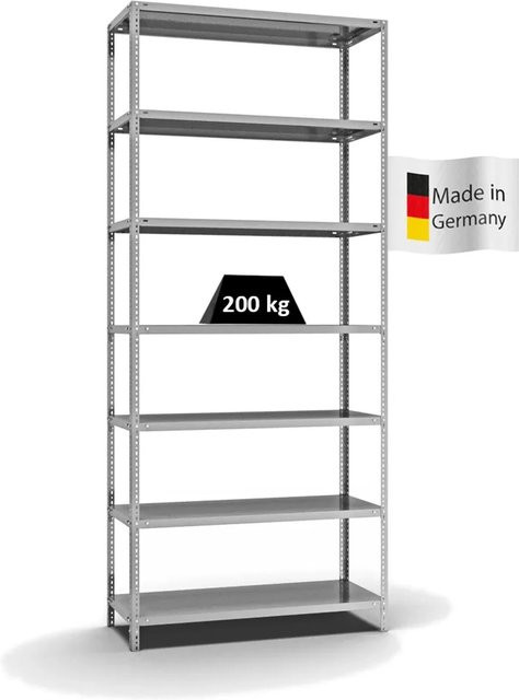 PROREGAL Fachbodenregal Medium-Duty mit 7 Ebenen, verzinkt, Farbe: Silber, H x B x T: 300 x 130 x 50 cm - Bild 1