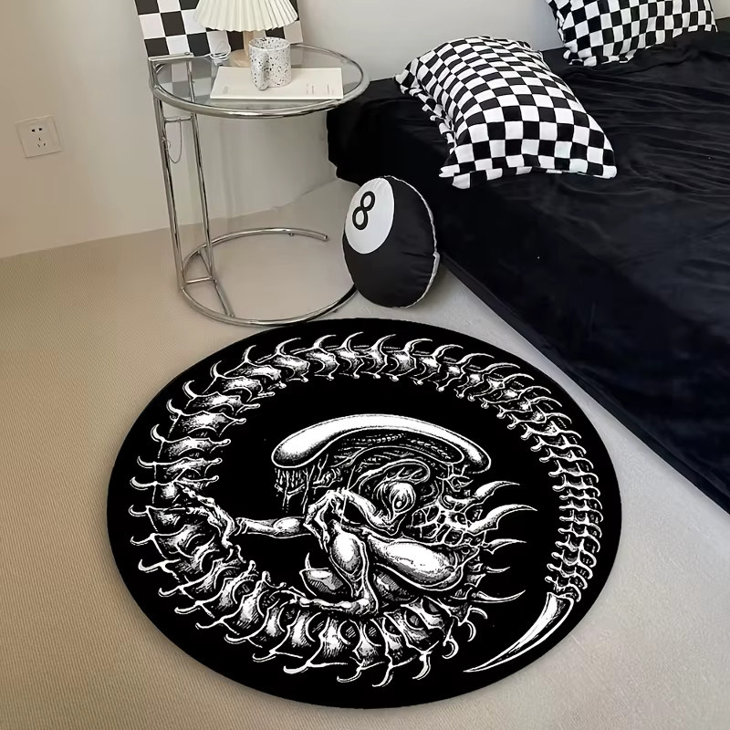 VIKAMA Xenomorph Alien Ouroboros Runder Teppich, Schwarz, Durchmesser: 60 cm - Bild 4