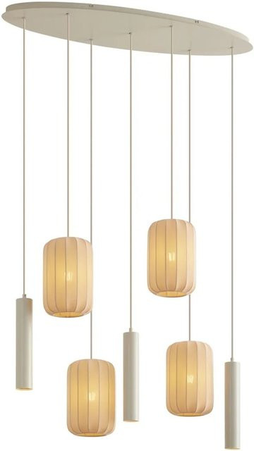 QAZQA Japandi Pendelleuchte Pluni Tuba in Beige, dimmbar und höhenverstellbar, LED, E27, warmweiß - Bild 1