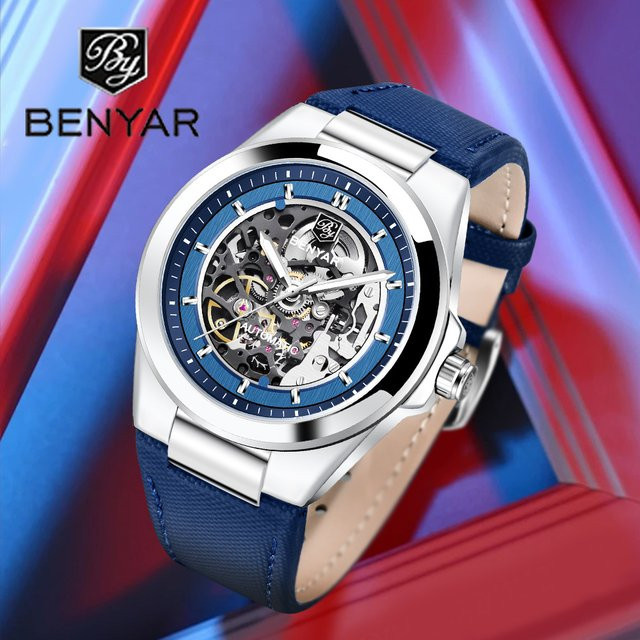 BENYAR Automatik-Armbanduhr, Edelstahl, Weiß, Herren - Bild 1