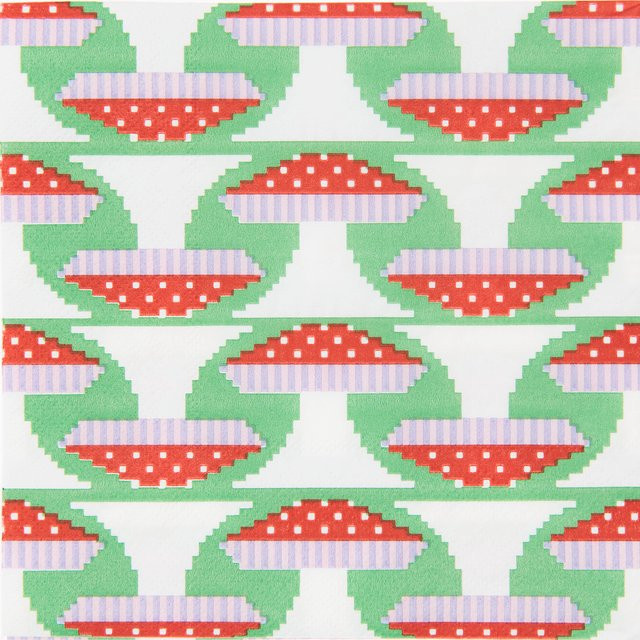 Rico Design Servietten Fliegenpilz Pixel in Grün und Multicolour B: 33,0 cm, T: 33,0 cm, H: 20,0 cm - Bild 1