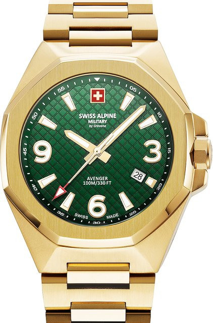 Swiss Alpine Military Herrenuhr, Quarz, Edelstahl, Grün, 42 mm, 10 ATM - Bild 1