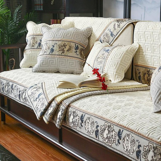 A Family Of Home Textiles Sofa Kissen aus Baumwolle in Beige, Quadratisch, B/B: 90 x 90 cm - Bild 1