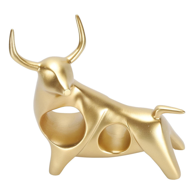 GoolRC Dekorative Stier-Skulptur aus Kunstharz in Gold, Abstrakte Kampfstier-Figur für die Bürodekoration - Bild 2