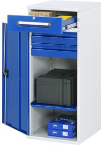 Rau Beistellschrank Stehpult Modell 32 aus Stahlblech mit Türen und Innenschubladen B/T/H: 45 x 52 x 106 cm - Bild 1