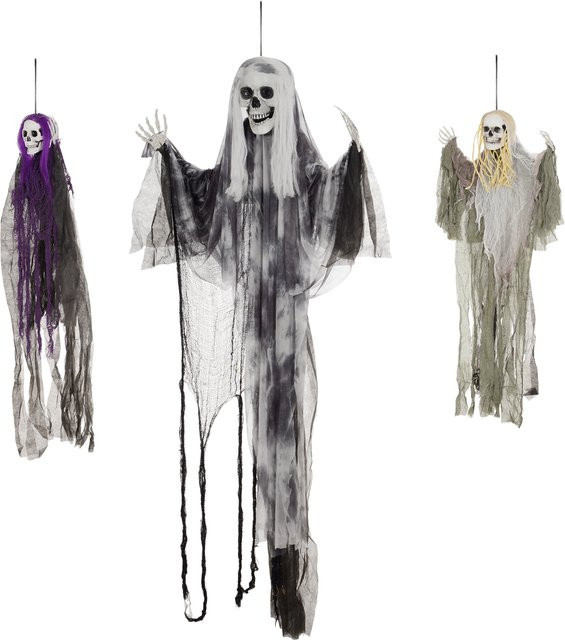 HOMCOM 3er-Set Halloween Dekoration mit hängenden Skeletten in Lebensgröße, mehrfarbig, Höhe: 90 cm, 110 cm und 200 cm - Bild 1