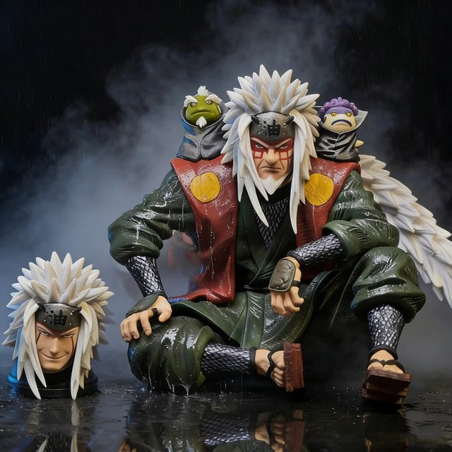 Bandai Naruto Jiraiya im Sage-Modus auf Myoboku sitzend, Figur, 14cm - Bild 1