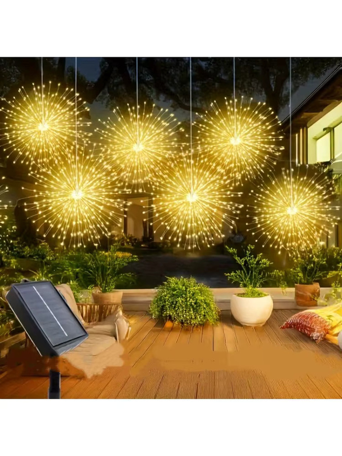 OKAL RED EAST Solar-Feuerwerkslichter für den Außenbereich mit 240 oder 450 LED und 8 Modi für Garten, Zelt und Weihnachtsdekoration - Bild 6