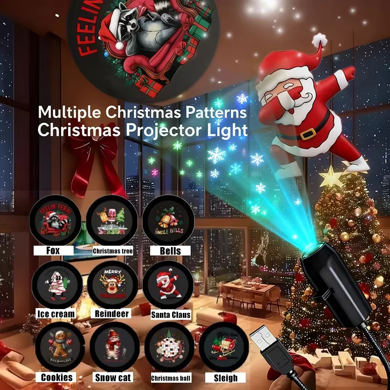TLEDMP USB-Weihnachtsprojektor Rotierendes Nachtlicht für Schlafzimmer und Dekoration - Bild 2