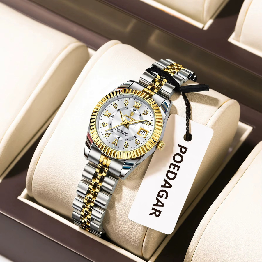 POEDAGAR Armbanduhr Edelstahl, Quarz, Silber, Damen - Bild 2