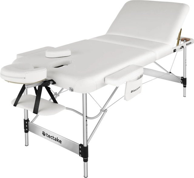 tectake 3 Zonen Massageliege Ko Tao in Weiß mit Aluminiumgestell und Pappelholz, B/T/H: 212 x 78 x 90 cm - Bild 2
