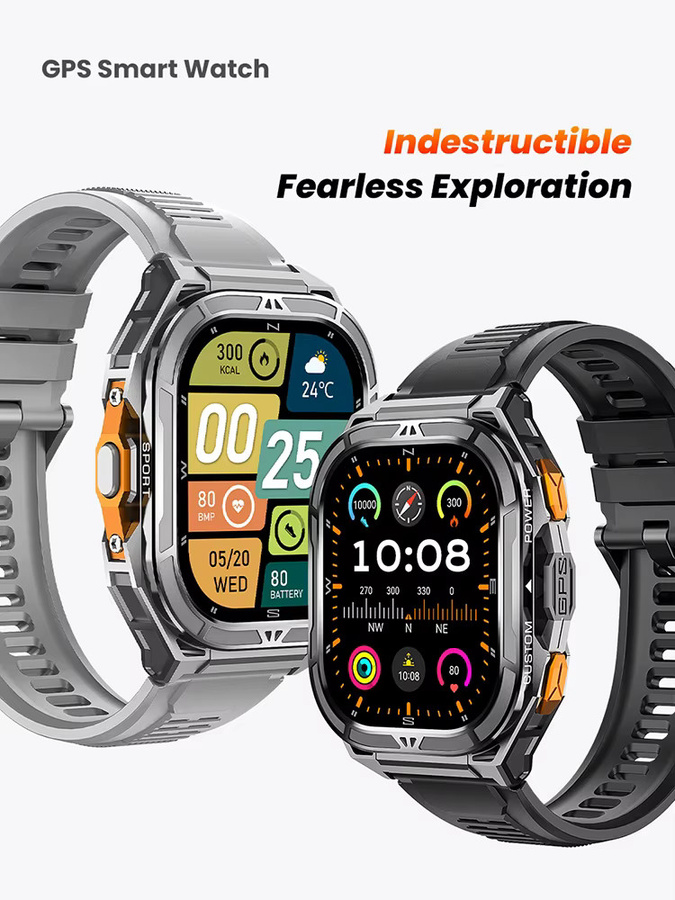 CRTORRS Smartwatch, GPS, 5 ATM, Leder, Schwarz, Herren - Bild 6