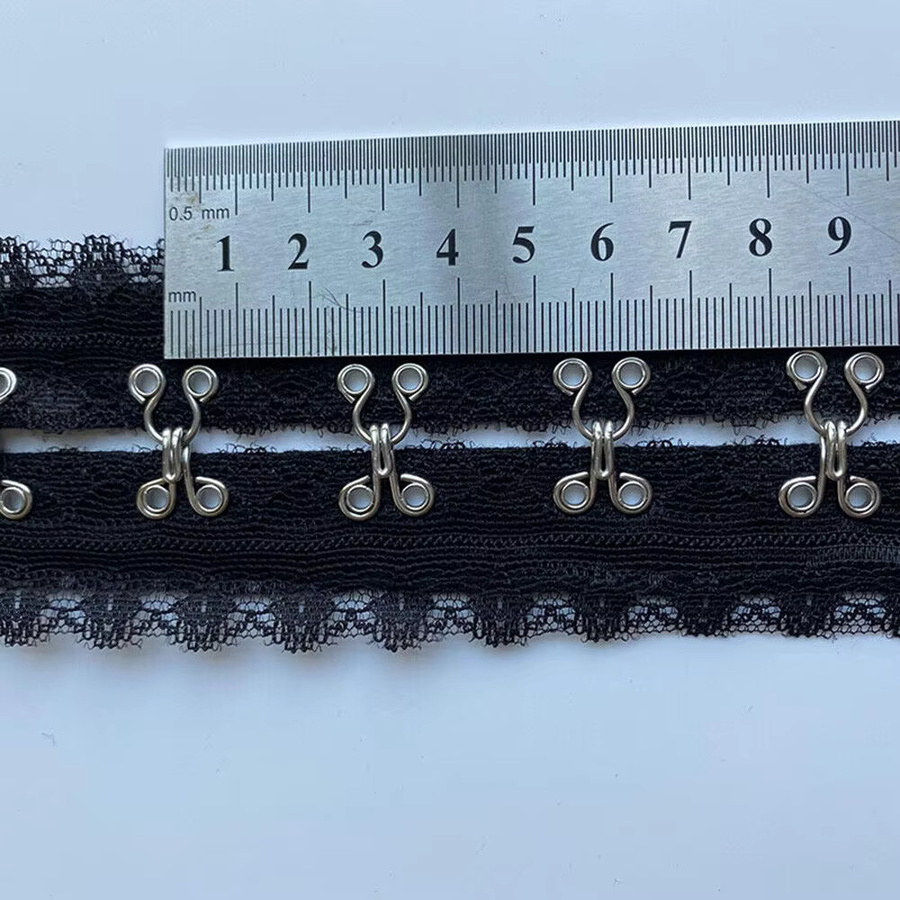Schwarzes Twill-Poly-Spitzenband mit Haken und Ösen für Korsetts, Breite: 2 cm - Bild 3