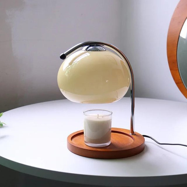 Retro Kerzenwärmerlampe mit Dimmer aus Glas und Metall in Transparent und Silber für Aromatherapie - Bild 1