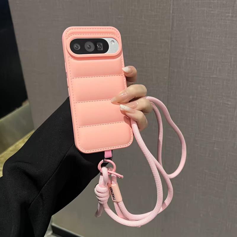 NUOCDE Daunenjacken-Hülle für Google Pixel 10 9 9A 8 7 7A 6A 6 Pro mit verstellbarem Umhängeband in Gelb - Bild 2