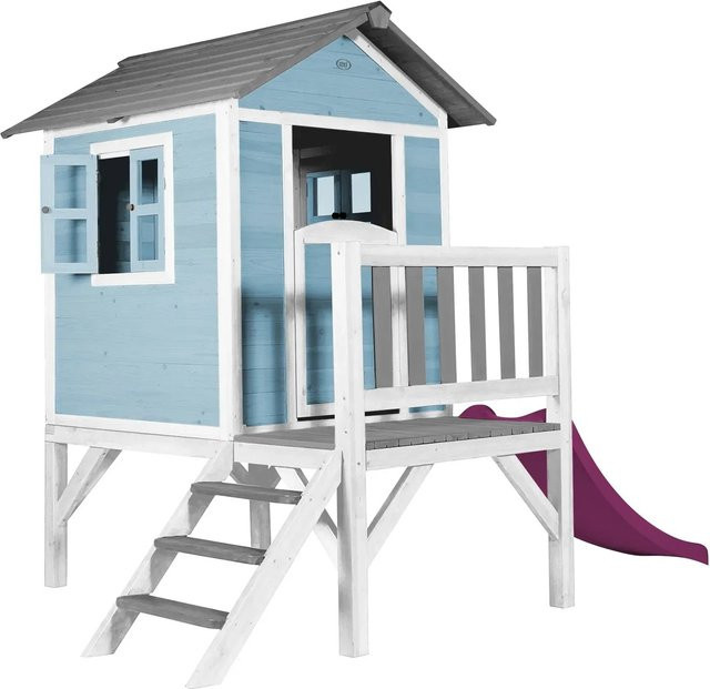 Axi Spielhaus Lodge XL in Karibischem Blau mit lila Rutsche - Bild 1