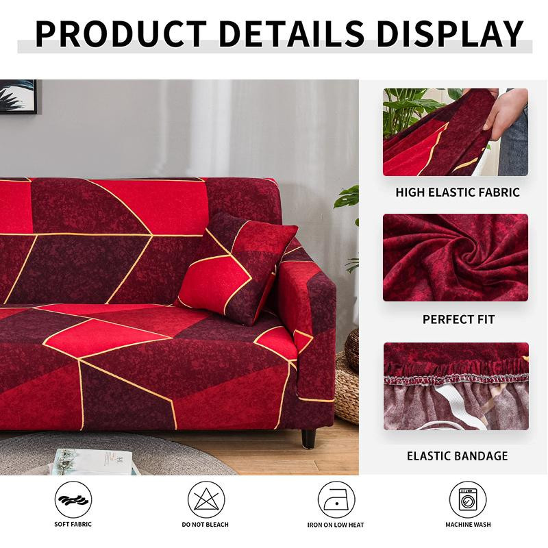 Geometrischer Stretch-Sofabezug aus Polyester, elastische und rutschfeste Couchhusse für 1-Sitzer, Breite: 90-140 cm - Bild 1