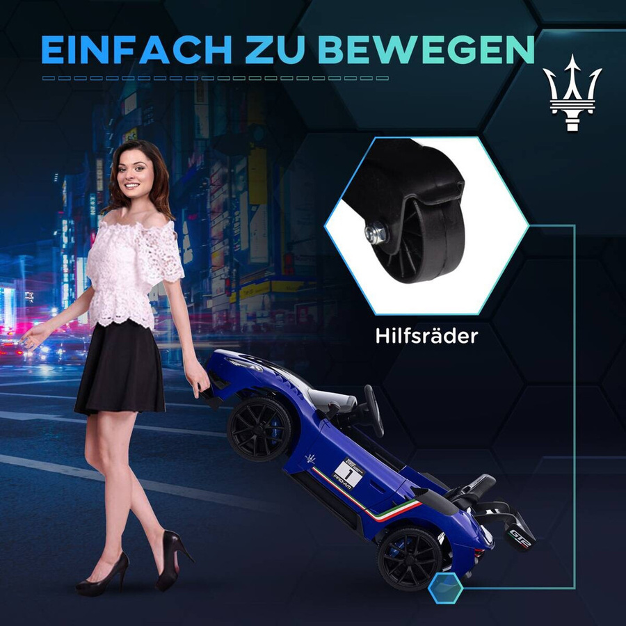 AIYAPLAY Maserati Kinder-Elektroauto mit Licht und Sound, Blau, 3-5 Jahre - Bild 3