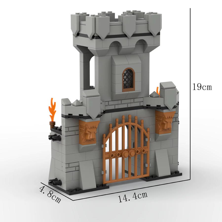 BRICKPANDA MOC Mittelalterliche Burg Wand Turm Bausteine Set mit Rittern in Grau - Bild 3