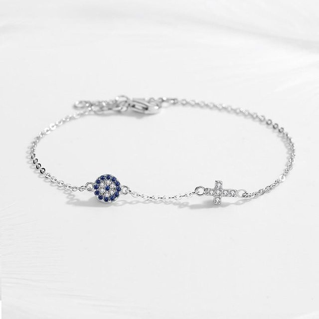 YIRAN Jewelry Armband, 925 Silber, Blaues Böses Auge, Zirkonia, Damen - Bild 1