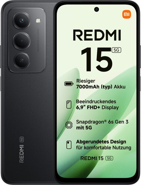 Xiaomi Redmi 15 5G Smartphone Midnight Black mit 128 GB Speicher und 4 GB RAM - Bild 1