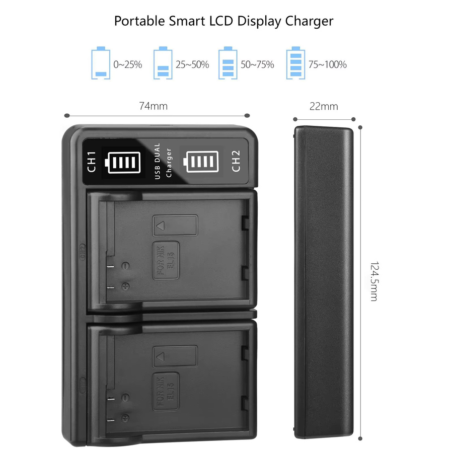 Nikon EN-EL15C EN-EL15 Batterie Ladegerät in Schwarz für Z5 Z6 Z6II Z7 Z7II D500 D600 D610 D750 D780 D800 D800E D810 D810A D850 - Bild 3