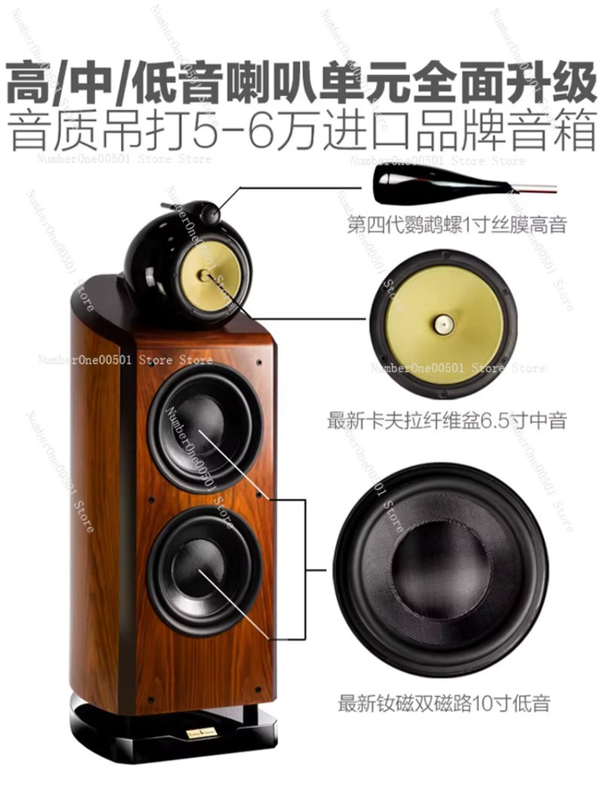 Gravity Nautilus M10 Dual 10 Zoll 3-Wege-HiFi-Standlautsprecher in Braun - Bild 2