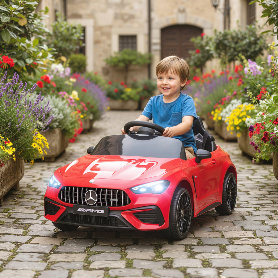 AIYAPLAY Kinder Elektroauto 12V, mit Fernbedienung, Musik, LED-Leucht, ab 3 Jahre, Rot - Bild 2