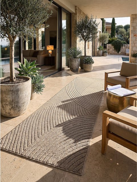 Pflegeleichter Läufer Kadima Design in Natur Beige und Sand, B/T: 80 x 250 cm - Bild 1