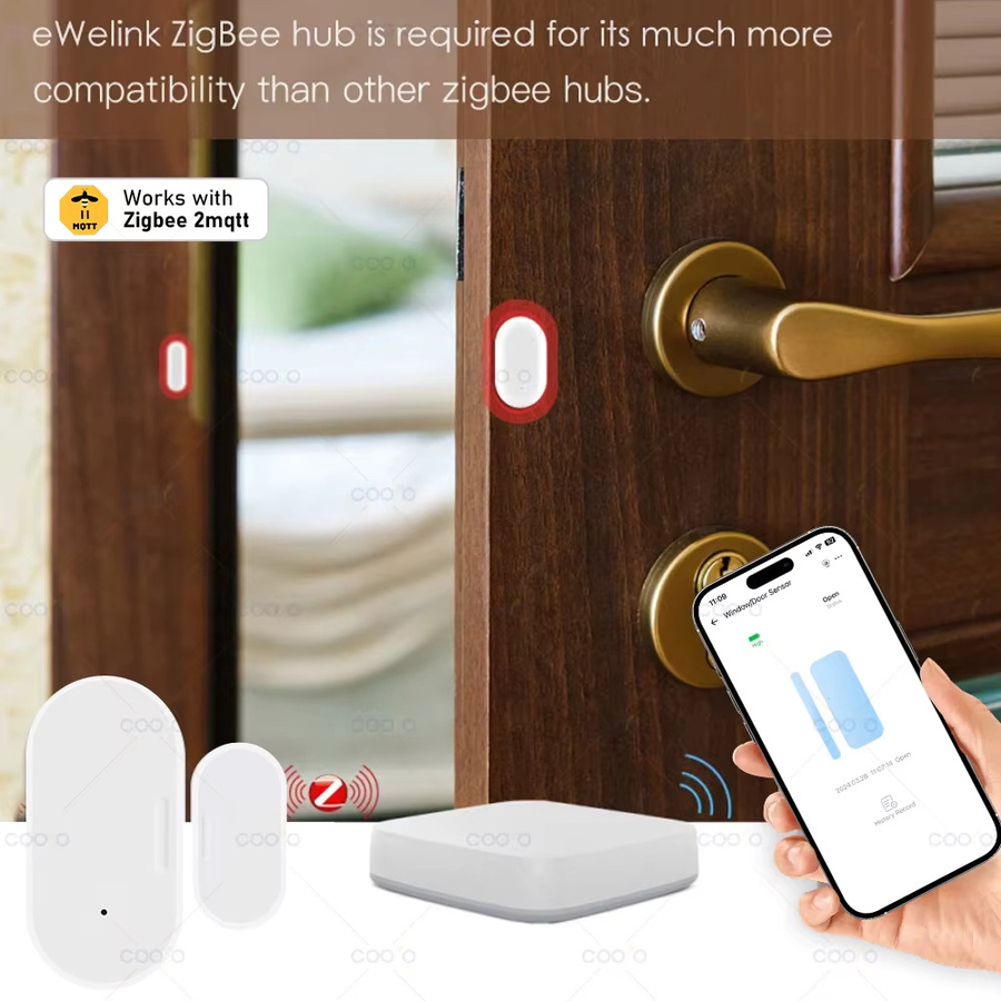 Ewelink Zigbee 3.0 Türsensor und Fensterkontakt in Weiß für Sicherheitsalarme, kompatibel mit Zigbee2MQTT und Home Assistant - Bild 2