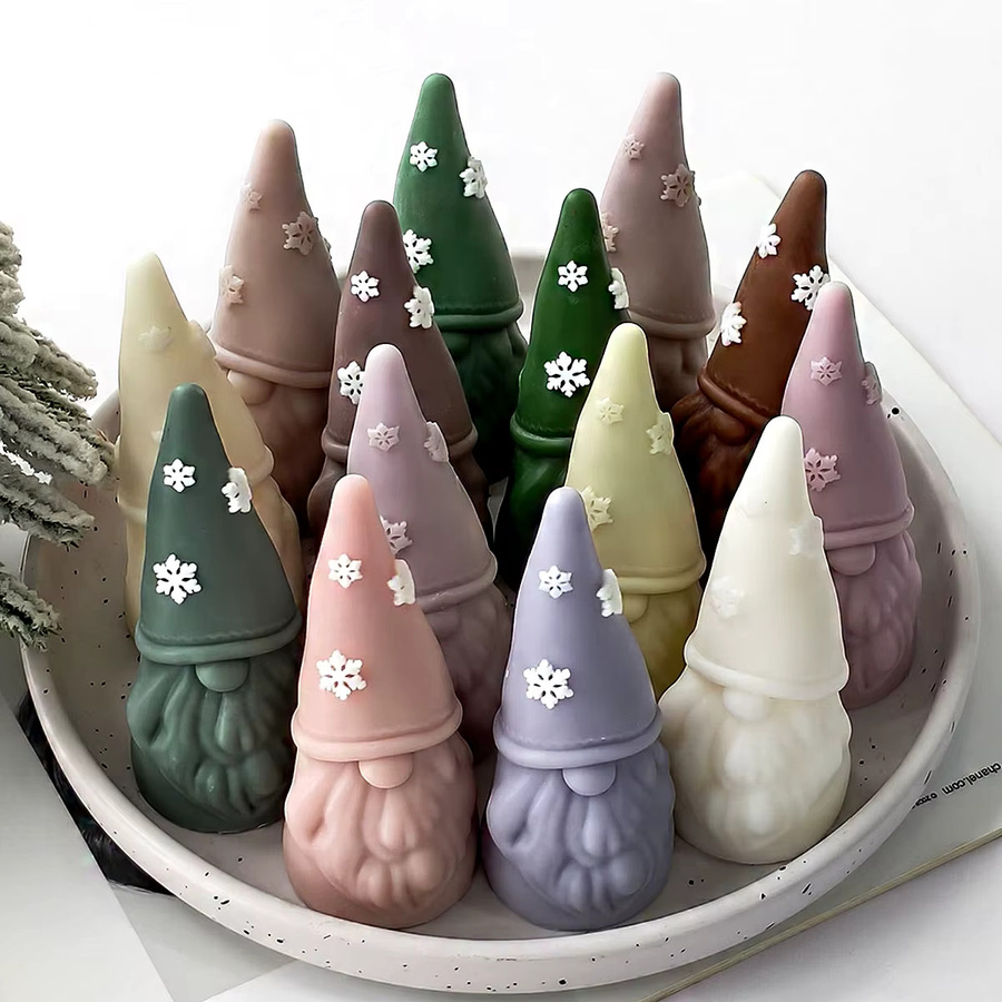 UDOCOOL 3D Silikonform für Weihnachtszwerg-Kerzen mit Schneeflocken-Design aus Gips und Harz - Bild 4