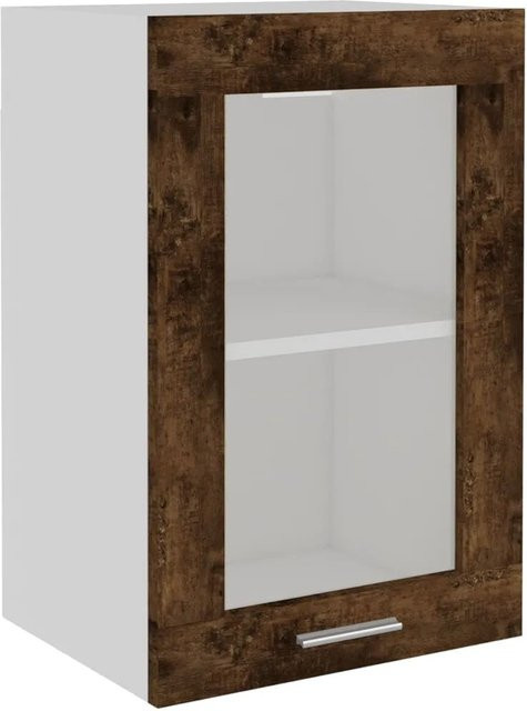vidaXL Hängeschrank mit Glastüren in Räuchereiche, B/T/H: 40 x 31 x 60 cm - Bild 1