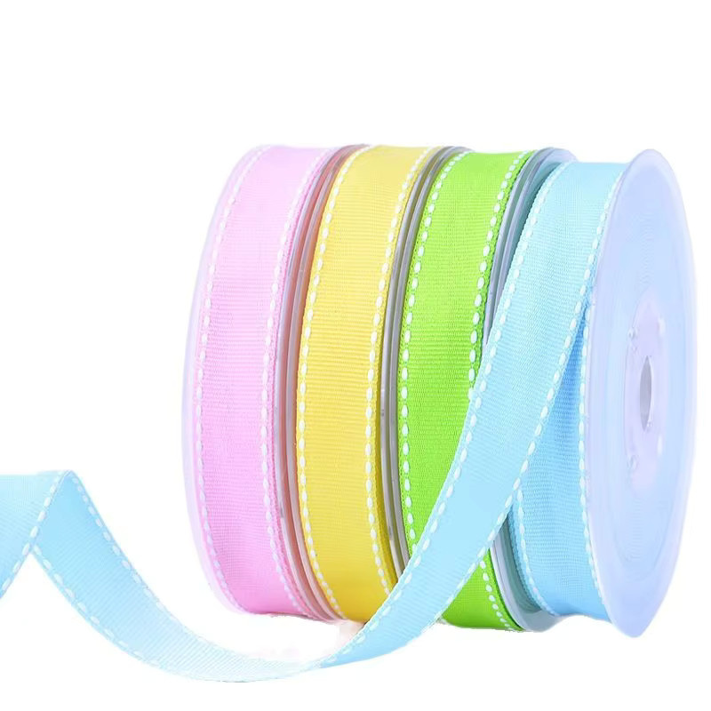 Edoyoyo Stichband mit gepunkteter Linie und weißem Rand für DIY-Handwerk und Haarschleifen, 10 Yards - Bild 2