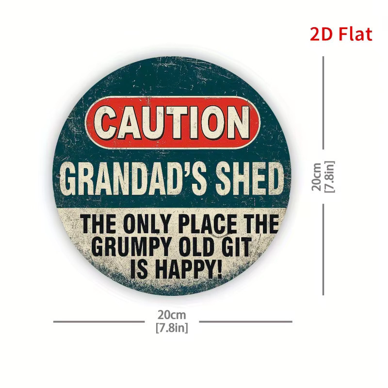 Potdemiel Metallschild Caution Grandad's Shed Vintage Wandkunst in Blau und Multicolour, B/H: 19,81 x 19,81 cm - Bild 2