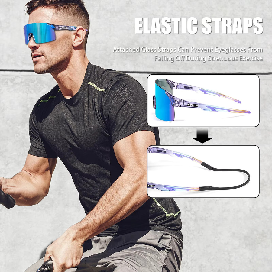 SCVCN Sonnenbrille Sport, Unisex, Kunststoff, Wrap - Bild 3